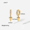 Dangle Oorbellen 14K Verguld Roestvrij Staal CZ Hart Druppel Voor Vrouwen Trendy Ronde Zirconia Hanger Oorbel Sieraden