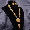 Ohrringe Halskette 24k Gold Farbe Schmuck Sets für Frauen Mädchen Halskette Ohrringe Indien Hochzeit äthiopischen Schmuck-Set 230408