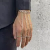 Anelli a grappolo Bracciale da polso a catena geometrica punk per donna Uomo Anello regolabile con nappa per dito color argento collegato Club Gioielli Hip Hop