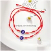 Urok bransoletki złe Turkish Lucky Eye bransoletki dla kobiet ręcznie robione plecione czerwoną czarną linę 7 węzłów powodzenia biżuteria przyjaźń