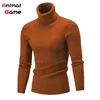 Men's Sweaters Handsome Winter Warm High Neck Sweater Casual Round Knitted Keep Jumper Wool