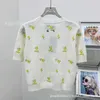 T Shirt Women S Knitwear Early Autumn Classic Round Neck Small Yellow Flower Embroidery Slim Fit Casual Versatile Short Sleeve Sweater