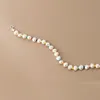 Ожерелья с подвесками WANTME, ожерелье из натурального пресноводного жемчуга в стиле барокко, ожерелье из стерлингового серебра 925 пробы с ключицей для женщин, подвесные ювелирные изделия из радужного стекла 231108