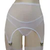 Cintura alta malha liga cintos fivela de metal sexy feminino transparente 4 fivelas suspender cinto amante lingeries exóticas