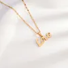 Chains Gold Color Love Pattern Pendant Stainless Steel Chain Necklace For Women Children