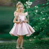 Vestidos de menina lindo rosa anjo tule renda transparente vestido flor princesa bola primeira comunhão crianças surpresa presente de aniversário