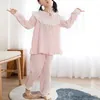 Pajamas New Spring Autumn Girls Pajamas مجموعة حلوة الأميرة على غرار الأطفال ملابس المنزل الفتيات غير الرسمي لون نقي طويل الأكمام بيجامات R231108