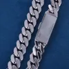 Anpassad 12mm 24inches S Sier 10K 14K Solid Filled Baguette Moissanite Lab Diamond Cuban Link Chain Necklace Armband