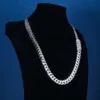 Anpassad 12mm 24inches S Sier 10K 14K Solid Filled Baguette Moissanite Lab Diamond Cuban Link Chain Necklace Armband