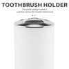 Liquid Soap Dispenser 4 Pcs Plastic Bathroom Accessory Set Bath Toilet Brush Accessories With Toothbrush Holder Cup(White)