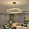 Moderne luxe cristal LED K9 lustre cercle anneaux lustres éclairage salon escaliers lampara suspension luminaires lumières