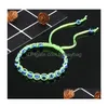 Braccialetti con perline fatti a mano con perline Braccialetti con ciondoli blu malocchio blu Turchia per le donne Corda intrecciata Corda Fatima Perline Bracciale a catena D Dhe1H