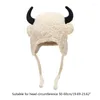 Basker vuxen ox horn form hatt fluffig skyddar öron halloween fest cosplay