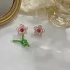 Ryggar örhängen japansk söt kristallblommor klipp på inget öronhål söt rosa utan piercing för kvinnliga gåvor