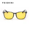 Solglasögon Feishini 2023 Computer Glasses Frame Men Square Anti Blue Ray Club Eyewear Women Master Radiation Optical Goggle Rivet