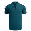 Hommes t-shirts été chemise à col en V t-shirt à manches courtes coton et lin Led chemise décontractée hommes respirant hauts 230407