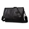 Briefcases 2023 Brand Men Briefcase Leather Messenger Bag Tote Man Crossbody Laptop Shoulder Bags Simple Business Casual Travel