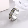 Anéis de cluster vintage prata tailandesa brilhando cinco pontos estrela cor redimensionável anel de abertura para mulheres moda jóias