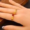 Wedding Rings Fashion Double Finger Ring Gold Color Women Red Rainstone Engagement Bridal Jewelry Men Accessories Lover Party Gifts