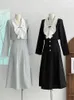 Vestidos de trabalho outono conjunto de duas peças para mulheres estilo coreano manga longa lapela jaqueta topo de colheita a linha saia ternos vintage 2 roupas