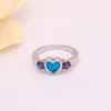 Bröllop ringar hjärta blå opal ring silver pläterade smycken med stenar älskar julklappar engagemang
