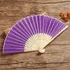 Decorative Figurines 2023 Personalized Engraved White Folding Elegant Silk Hand Fan With Gift Bag Wedding &amp Mariage Cloth Plain Noodle