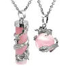 Ожерелья с подвесками KFT Дракон, обернутый круглым шаром, цилиндр, натуральный целебный кристалл, розовый, розовый кварц, рейки, агат, каменное ожерелье для женщин и мужчин