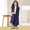 Women's Trench Coats Mid Length Suit Coat Autumn And Winter 2023 In Black Burgundy Blue Professional Female Casual Jacket