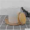 Copos 6 Oz 10 Oz Sublimação Frasco De Vidro Fosco Para Velas Com Tampa De Bambu Tea Light Cup Fragrance Short Straight Glasses For He Dh5Sk