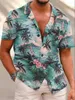 Casual shirts voor heren heren shirtkamp aloha kokosboom landschap grafische afdrukken turndown blauw 3d print straat korte mouw