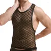 Canottiere da uomo in maglia trasparente per uomo Top trasparenti a rete slim fitness canotte muscolari maschili