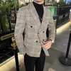 Ternos masculinos 2023 high-end xadrez moda bonito plâncton versão coreana magro terno jaqueta mil pássaro verificação masculino