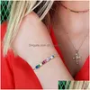 Pendanthalsband högkvalitativ CZ Rainbow Necklace Armband för kvinna Colorf Crystal Fashion Gold Sie Long DH2BV