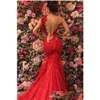 Abiti da sera Red Sheer See Through Backless Mermaid Prom Plus Size Pizzo Tle Abiti su misura Formali Robes De Soiree Drop Delive Dhim6