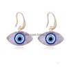 Collane con ciondolo Gioielli ispirati al blu Evil Eye Druzy Drusy Collana con ciondolo Orecchini Resina Cristallo di quarzo Moda per consegna drop Dhslh