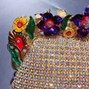 Aftonklänning handhållen väska med diamant inbäddade fest mjuk gyllene brud kvinnors koppling 231108