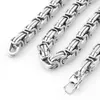 Chains 7"-40" 8/10/12/15mm Width Heavy Fashion Mens Chain Silver Color Stainless Steel Byzantine Box Link Necklace Or Bracelet