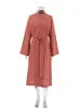 Damen-Nachtwäsche, Marthaqiqi, lässige Damen-Sexy-Robe mit V-Ausschnitt, langärmliger Bademantel, Nachthemd mit Schnürung, mittelhoher Pyjama, Heimkleidung für Frauen