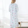 Women's Sleepwear Nightgowns For Women Fleece Long Sleeve KniFloral Warm Thick Nightdress Winter Soft Homewear Nightwear Sleeping