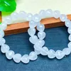 Bangle Natural White Ghost Heart Armband Crystal Reiki Healing Gemstone Fashion Jewelry Fengshui Gift for Women 12mm 1st