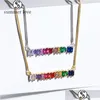 Pendanthalsband högkvalitativ CZ Rainbow Necklace Armband för kvinna Colorf Crystal Fashion Gold Sie Long DH2BV