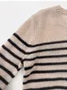 Kh * aite Wool Sheep Winter New Round Neck Striped Sweater Slim Fit Slim Women's Top Casual Comfort Fashion Knitted Sheep Sweater Underlay Sweater Pullover Knit