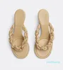 2023 nuove pantofole piatte da donna clip toe catena design sandali da spiaggia fibbia classica decorazione suola antiscivolo multicolore taglia 35-41 tacco 5,5 cm