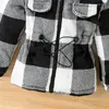 Jacken 4–7 Jahre Kinder karierte Jacke Langarm mit Kapuze Reißverschluss Kordelzug Oberbekleidung Herbst Winter warme Kleidung