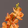 Dekorativa blommor 2 The Fork Artificial Vanda Orchids Real Touch High Quality Orchid med Leaf Roots Fake Wedding Home Office Party Decor