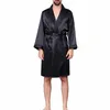 Men Black Lounge Sleepwear Faux Silk Nightwear For Men Comfort Silky Bathrobes Noble Dressing gown Men's Sleep Robes Plus siz251b