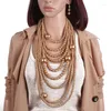 Necklace Earrings Set Luxury Multi-layer Pearl Exaggerated Sweater Chain Women's Long Handmade Beaded Choker Jewelry