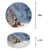 Tovagliette a tema invernale pupazzo di neve albero di Natale sottobicchieri in ceramica set tovagliette rotonde antiscivolo caffè bevanda tazza stuoia decorazioni per la casa