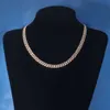 Anpassad Real 7mm S 9K 14K Solid Gold Iced Out Moissanite Lab Grown Diamond Cuban Link Chain Armband Halsband