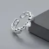 Clusterringen Glanzende Zirkoon Schattig Zoet Hart INS Zilver Kleur Aanpasbare Openingsring Voor Vrouwen Mode-sieraden